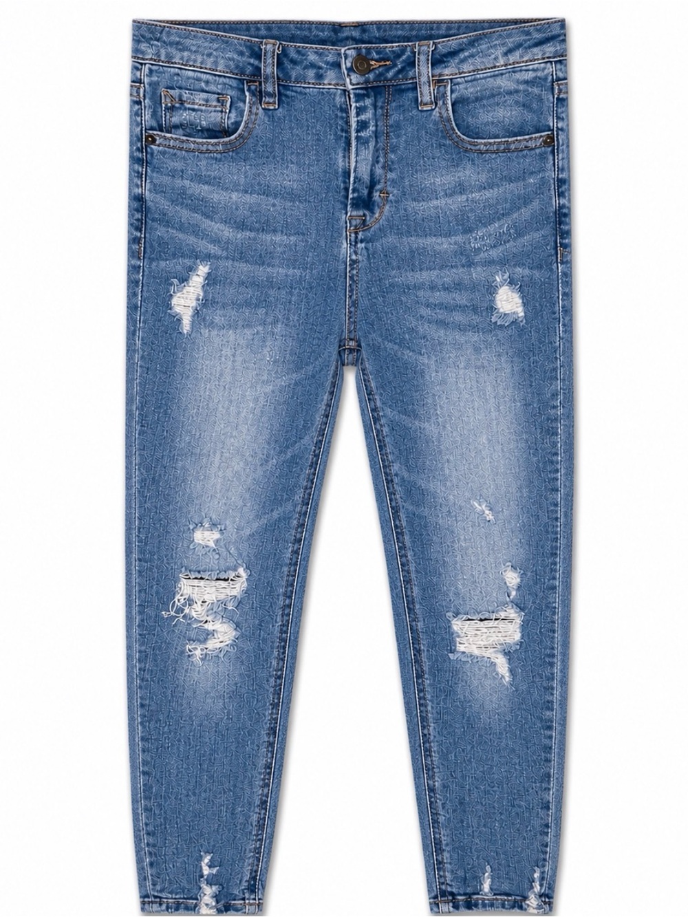 High-Rise Distressed Skinny Jeans - Blue